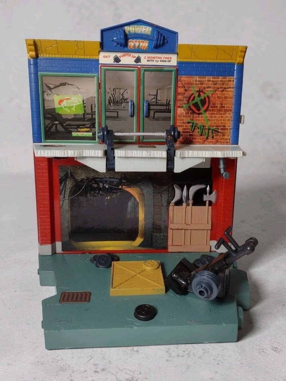 TMNT Raph's Pumpin Power Gym Play Set 2007 Playmates Toys Teenage Turtles READ